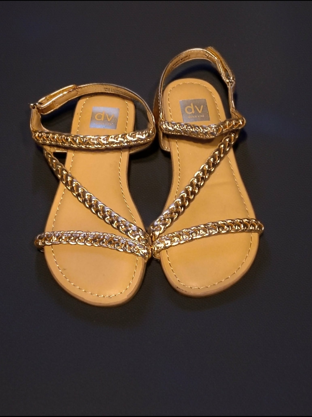 DV by Dolce Vita Metallic Gold Braided Strap Sandals For Girls